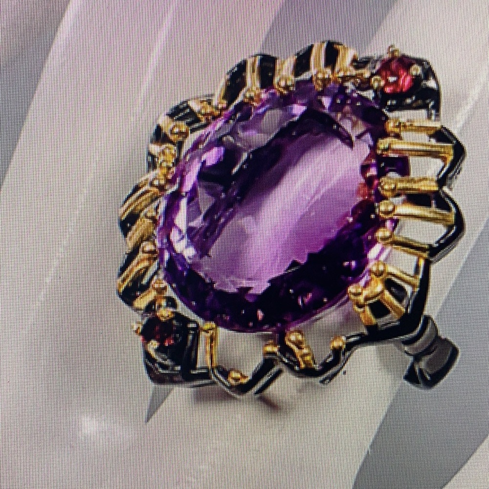 New Gorg Unique African Amethyst Rhodolite Ring - Picture 9 of 16